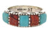 Apple Coral And Turquoise Sterling Silver Ring Size 6-1/4 MW64286